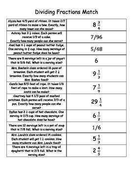Answer Key Dividing Fractions Word Problems Worksheet