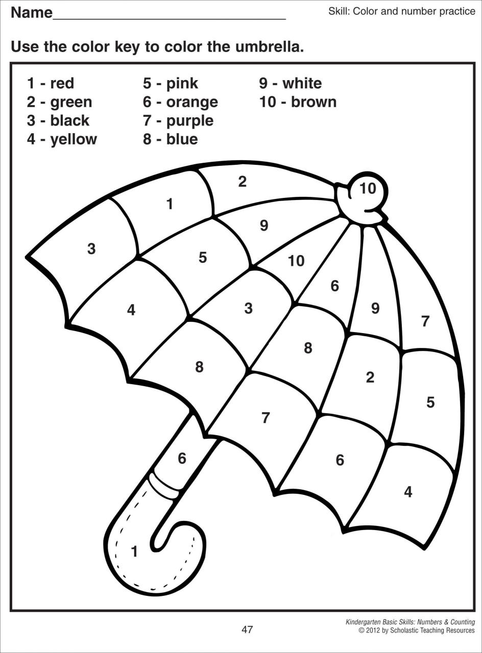 Color By Number Worksheets Easy