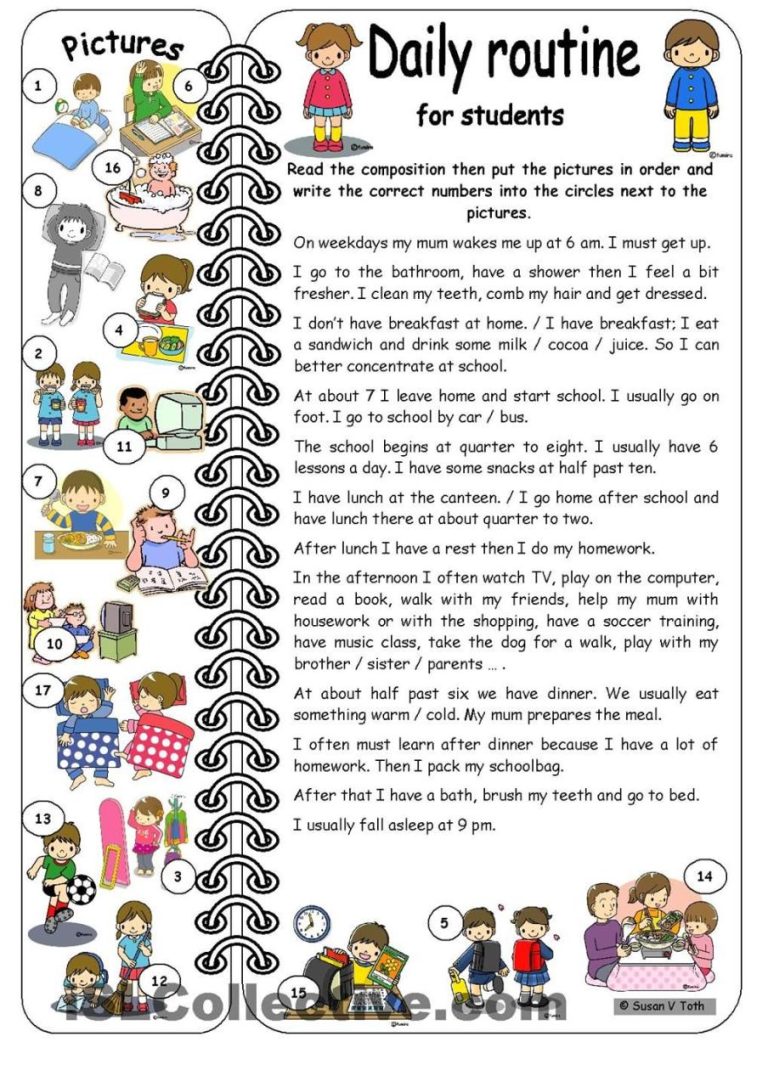 Daily Routine Daily Activities Worksheet