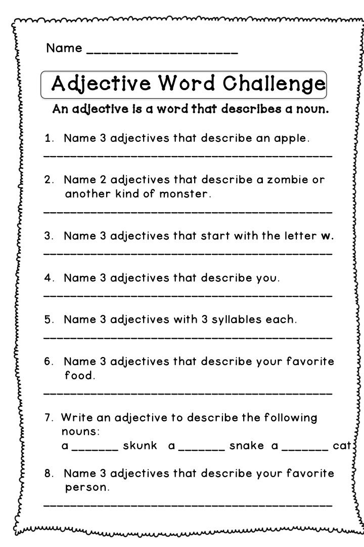 7th Grade Adjectives Worksheets For Grade 7