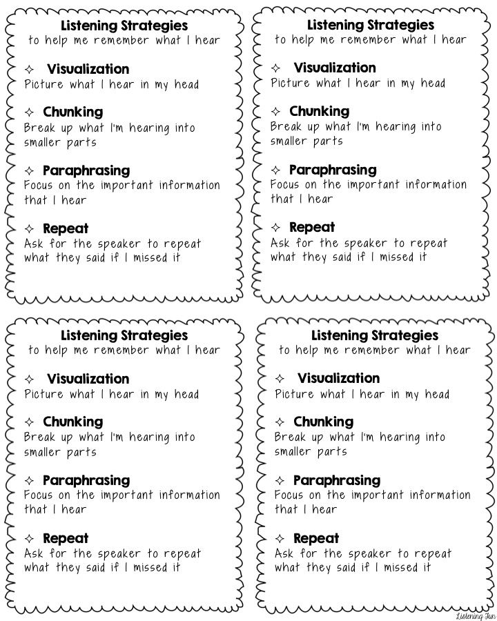 Auditory Comprehension Listening Comprehension Activities