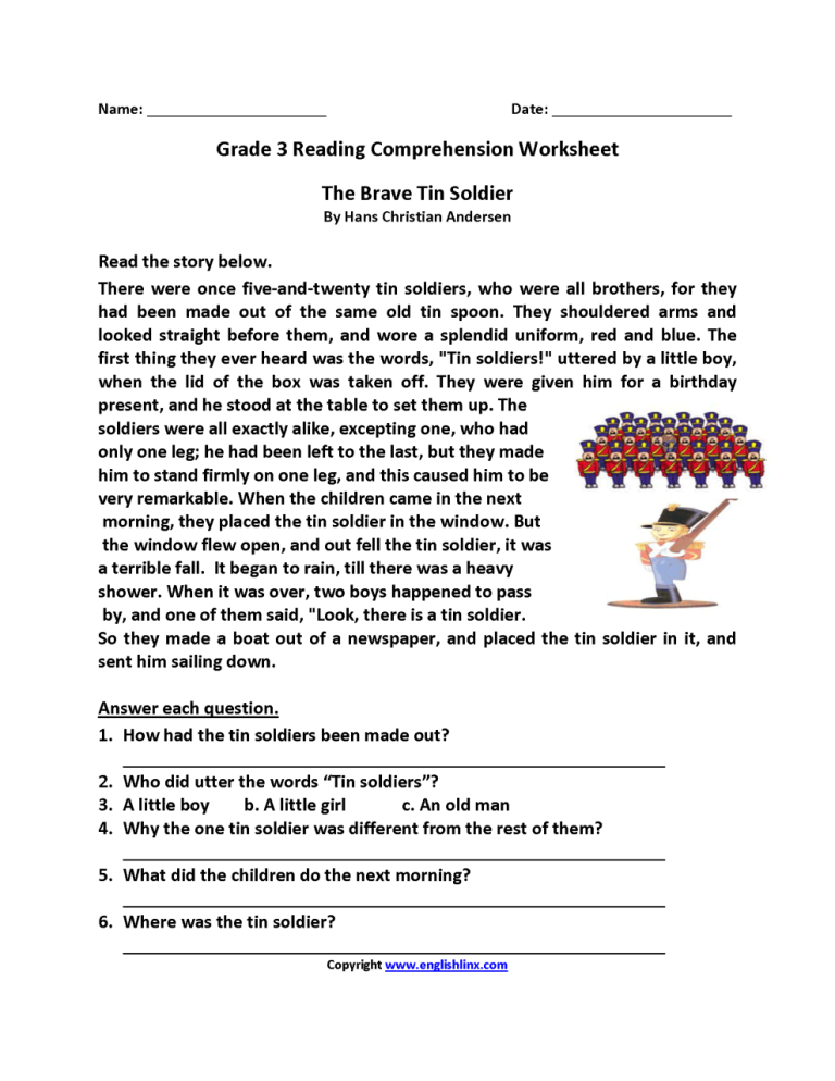 3rd Grade Picture Comprehension For Class 3