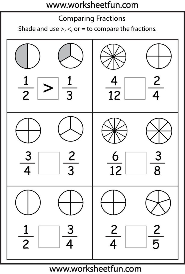Fourth Grade Math Worksheets Fractions