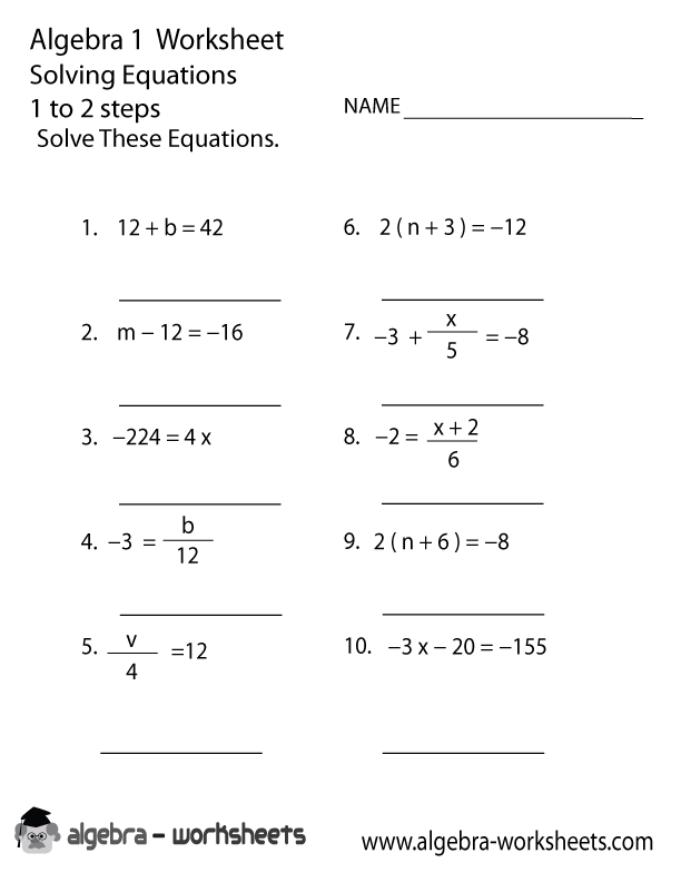 Solving Equations Worksheets 9th Grade