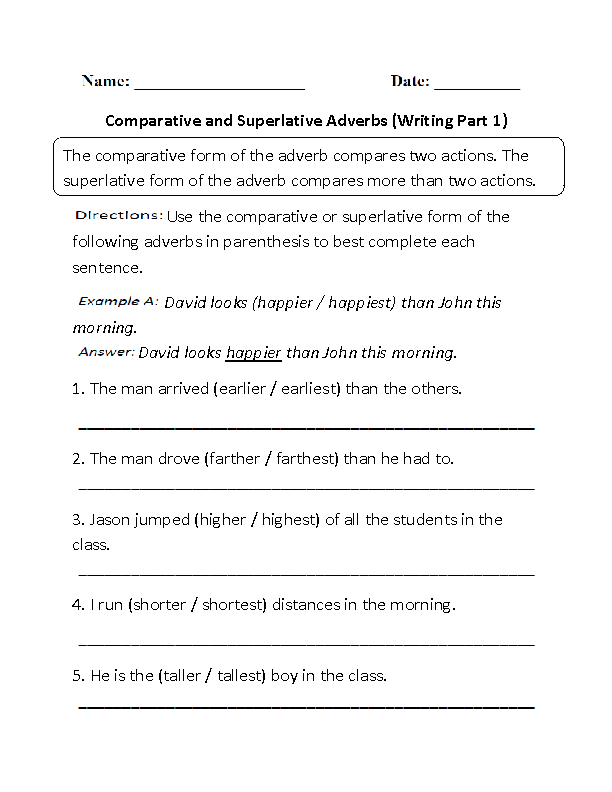 Adverb Worksheets Pdf Grade 5