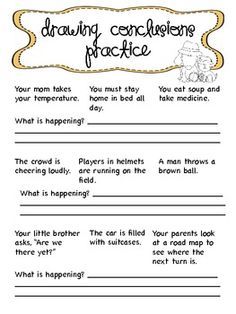 Drawing Conclusions Worksheets Grade 3
