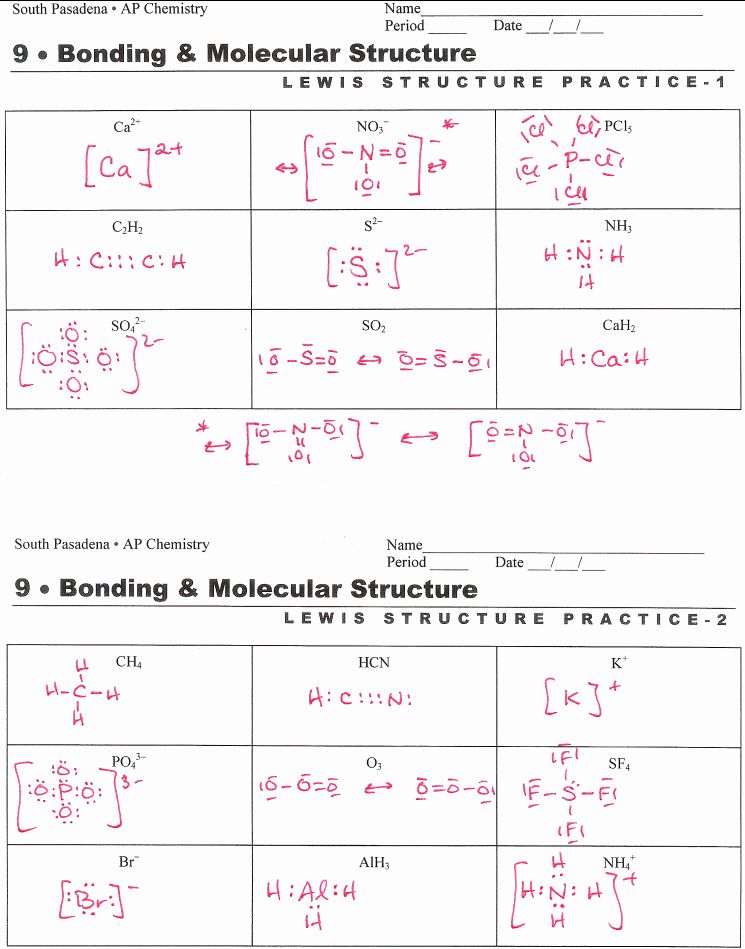 Molecular Geometry Practice Worksheet