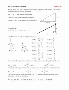 Trigonometric Ratios Worksheet Answers