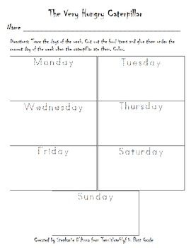 The Very Hungry Caterpillar Worksheets Days Of The Week