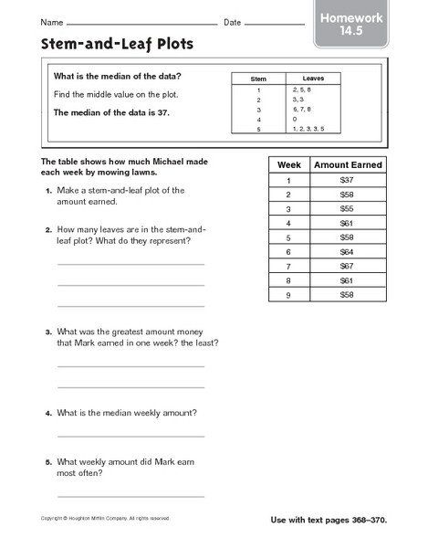 Stem And Leaf Plot Worksheet With Answers
