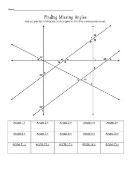 Parallel Lines And Transversals Worksheet Find The Measure Of The Missing Angles