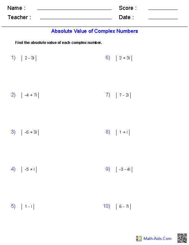 Absolute Value Worksheets 6th Grade Pdf