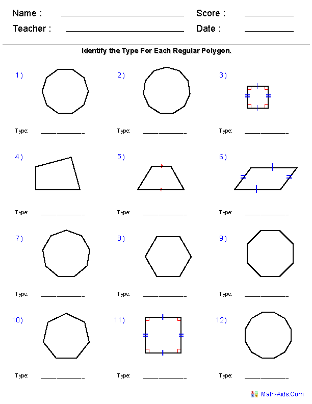 Angles In Regular Polygons Worksheet