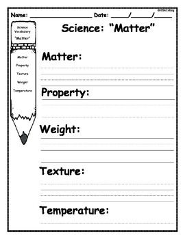 Matter Worksheet Grade 1