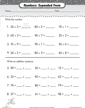 Expanded Notation Worksheets 2nd Grade