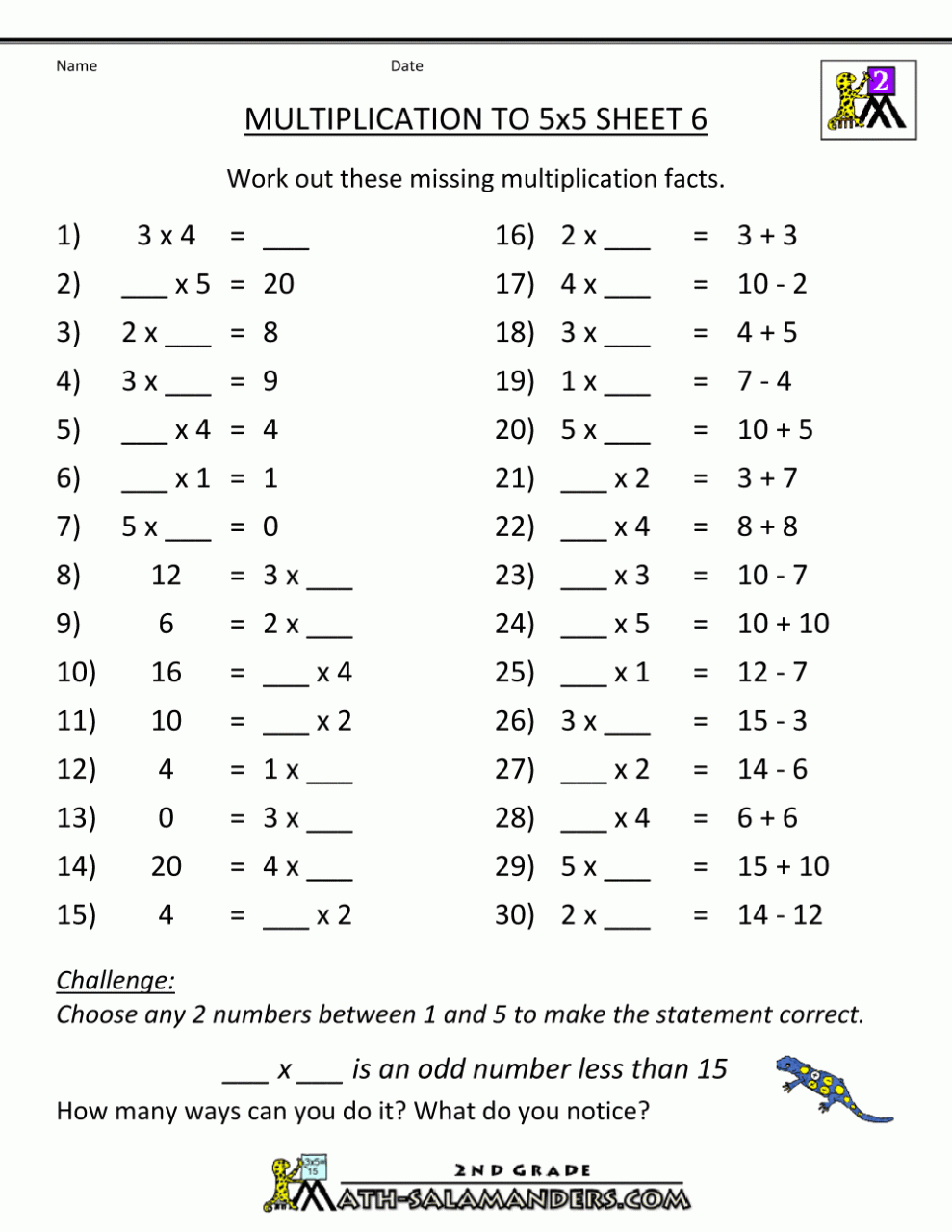 Multiplication Worksheets Grade 6 Printable