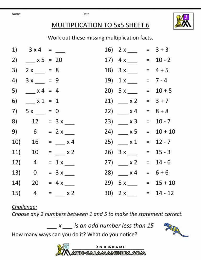 Printable Algebra Worksheets Grade 6
