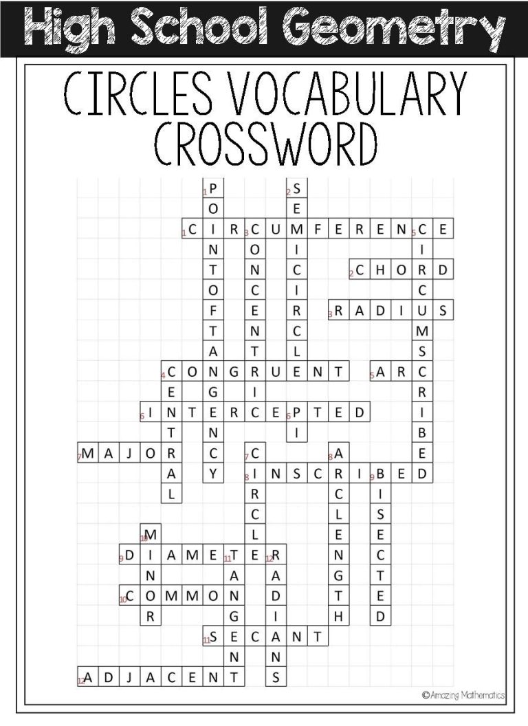 Points Lines And Planes Worksheet Crossword Answers