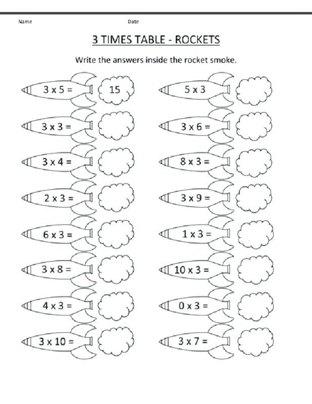 3 Times Table Worksheet Free