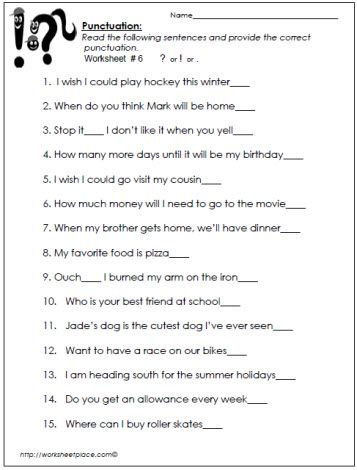 Punctuation Worksheets With Answers