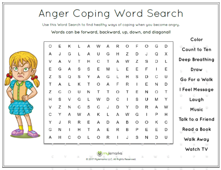 Anger Worksheets For Kindergarten