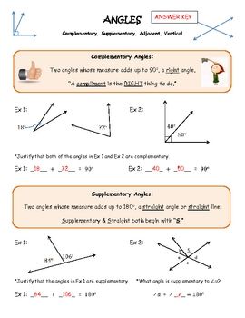 Complementary And Supplementary Angles Worksheet 1