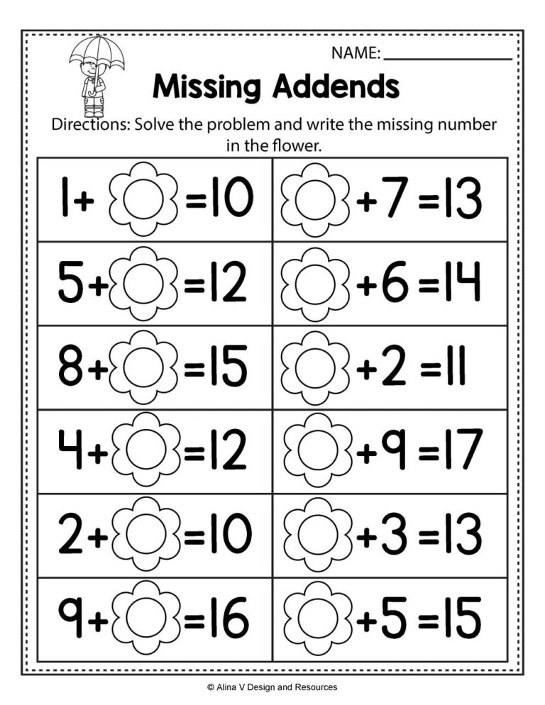 Free Math Worksheets For Kindergarten And First Grade