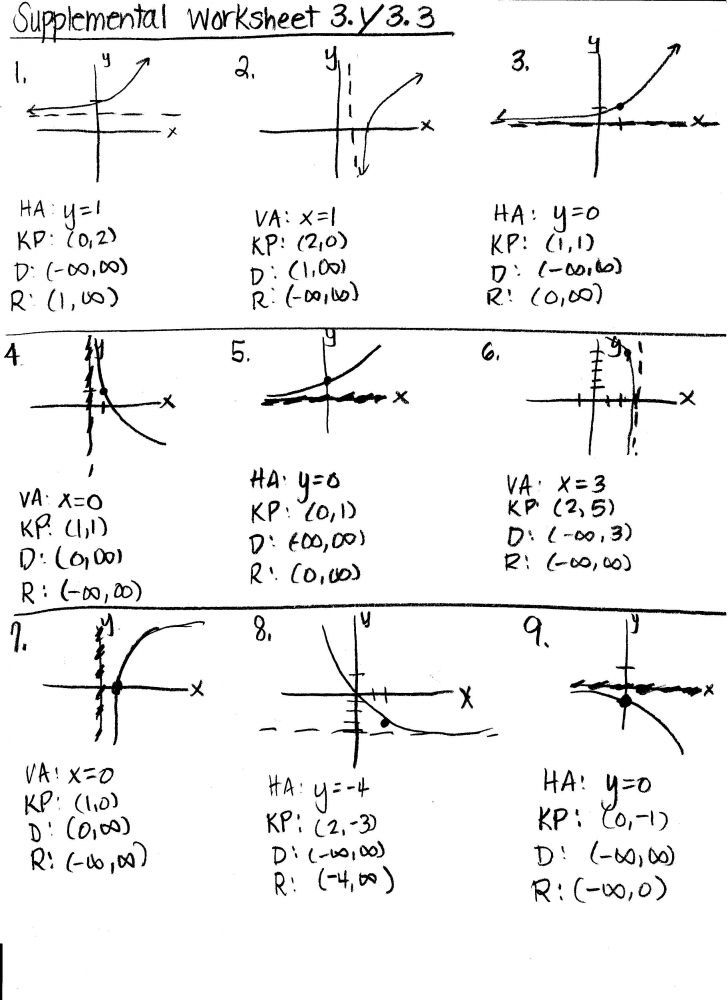 Transformations Of Exponential Functions Worksheet