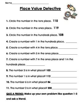 Place Value Worksheets 3rd Grade Printable