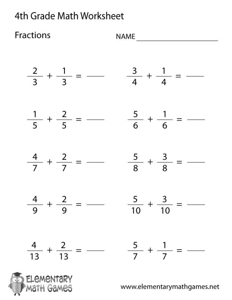 Fraction Year 4 Maths Worksheets Pdf