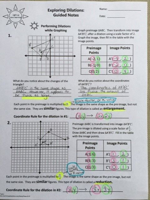 Dilations Worksheet Draw A Dilation Of The Figure Using The Given Scale Factor