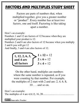 Factors And Multiples Worksheet For Grade 4 With Answers