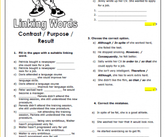 Linking Words Worksheet