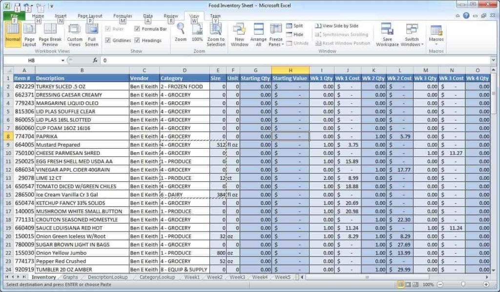 Worksheet Excel