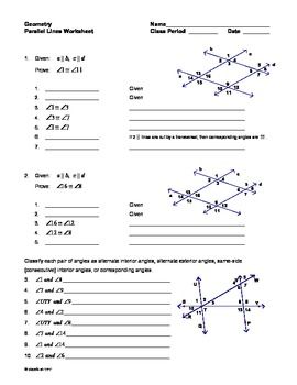 Parallel Lines And Transversals Worksheet Answer Key With Work