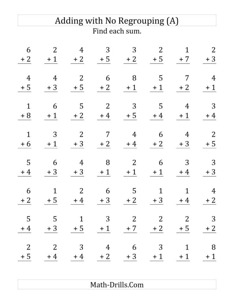 5 Minute Math Drills Addition