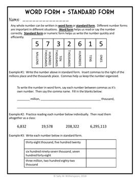 Standard Form Worksheets 4th Grade