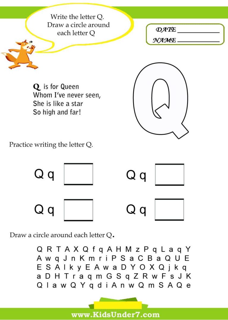 Letter Q Worksheets For Preschool