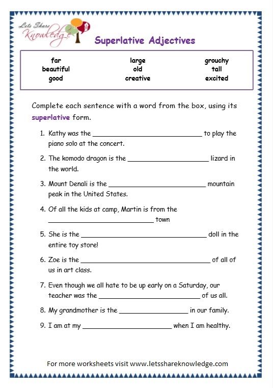 Comparative Adjectives Worksheet For Grade 2