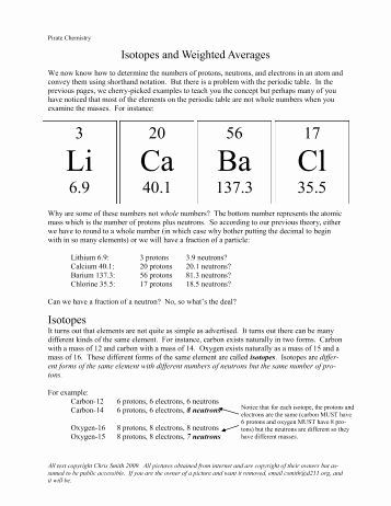 Isotopes Worksheet Answers