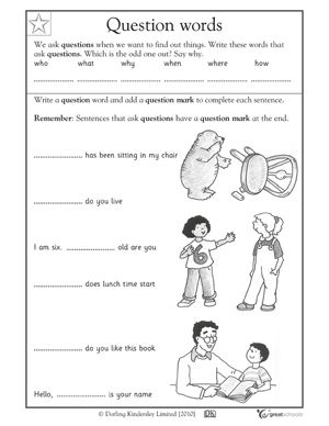 Question Words Worksheet For Grade 1