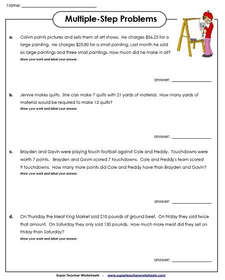 Multi Step Addition And Subtraction Word Problems 4th Grade
