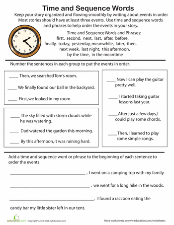 Sequence Of Events Worksheets 5th Grade