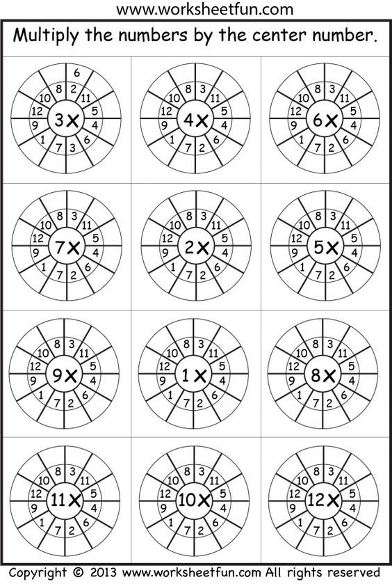Multiplication Times Tables Worksheets 1-12