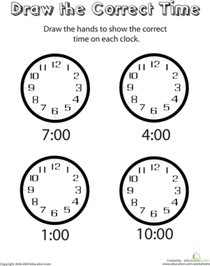 Kindergarten Blank Clock Worksheets