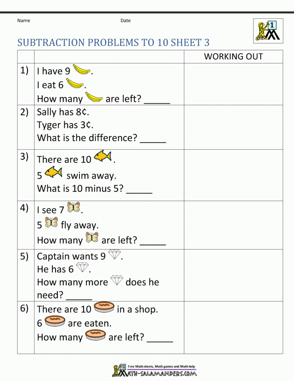 Subtraction Word Problems For Grade 3 Worksheets