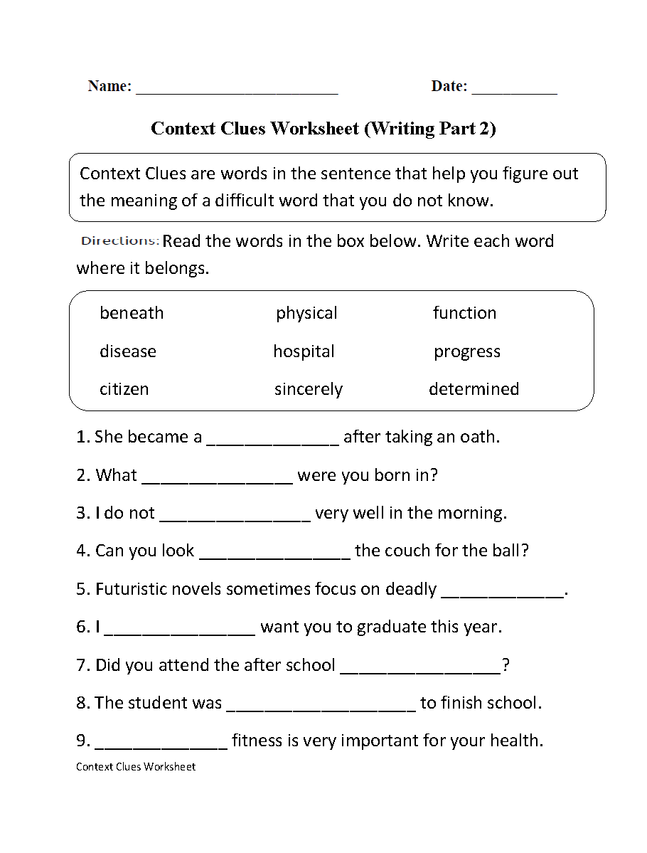 4th Grade 3rd Grade Context Clues Worksheets