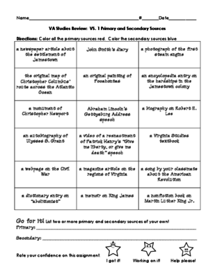 Primary And Secondary Sources Worksheet 3rd Grade