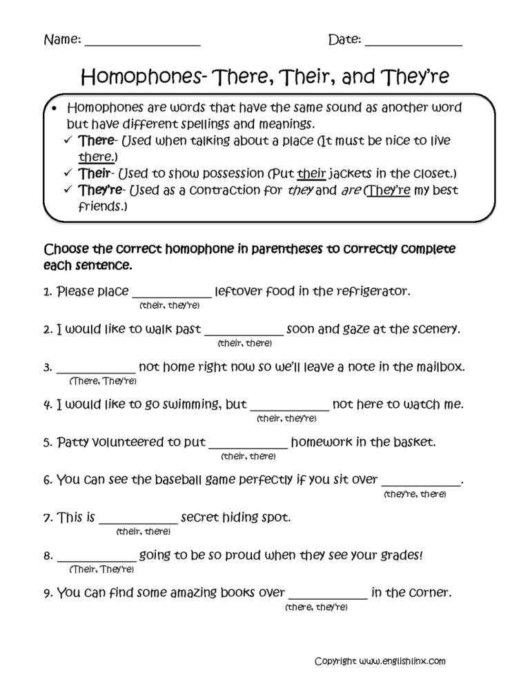 5th Grade Homophones Worksheets Pdf
