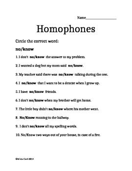 Homophones Worksheets For Grade 4 Pdf